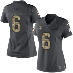 Vikings #6 Lewis Cine Black Women's Stitched NFL Limited 2016 Salute to Service Jersey