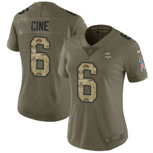 wholesale Vikings #6 Lewis Cine Olive/Camo Women's Stitched NFL Limited 2017 Salute To Service Jersey