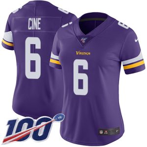 cheap Vikings #6 Lewis Cine Purple Team Color Women's Stitched NFL 100th Season Vapor Limited Jersey