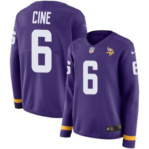wholesale Vikings #6 Lewis Cine Purple Team Color Women's Stitched NFL Limited Therma Long Sleeve Jersey