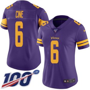 Vikings #6 Lewis Cine Purple Women's Stitched NFL Limited Rush 100th Season Jersey