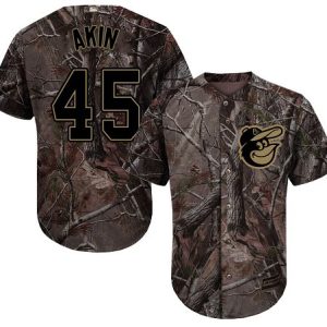 Orioles #45 Keegan Akin Camo Realtree Collection Cool Base Stitched Youth MLB Jersey