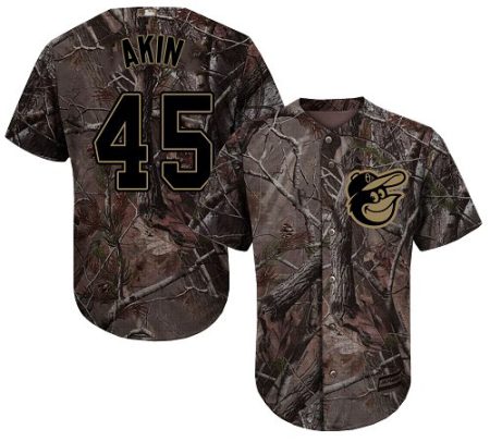 Orioles #45 Keegan Akin Camo Realtree Collection Cool Base Stitched Youth MLB Jersey