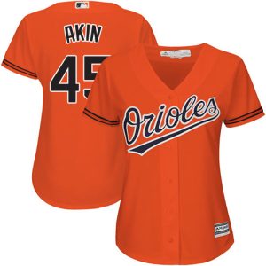 Orioles #45 Keegan Akin Orange Alternate Women's Stitched MLB Jersey