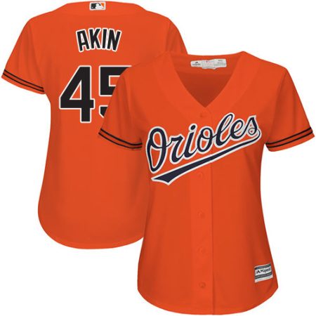 Orioles #45 Keegan Akin Orange Alternate Women's Stitched MLB Jersey