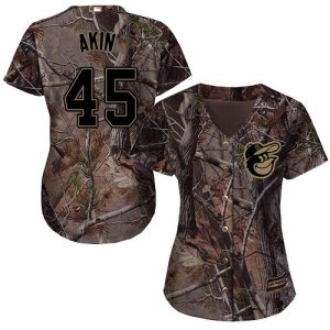 orioles #45 keegan akin realtree collection cool base women's stitched mlb wholesale jersey