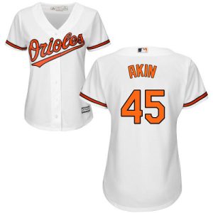 cheap Orioles #45 Keegan Akin White Home Women's Stitched MLB Jersey