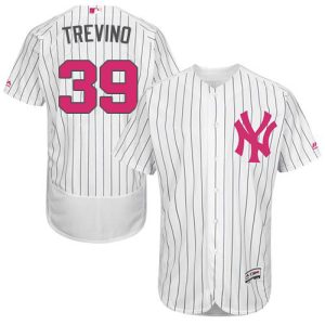 Yankees #39 Jose Trevino White Strip Flexbase Authentic Collection Mother's Day Stitched MLB Jersey