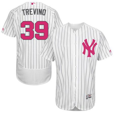 Yankees #39 Jose Trevino White Strip Flexbase Authentic Collection Mother's Day Stitched MLB Jersey