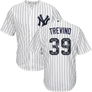 Yankees #39 Jose Trevino White Strip Team Logo Fashion Stitched MLB Jersey