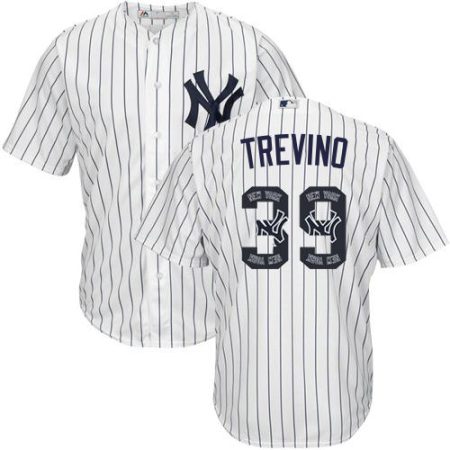 Yankees #39 Jose Trevino White Strip Team Logo Fashion Stitched MLB Jersey