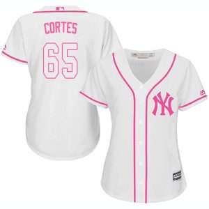 Yankees #65 Nestor Cortes White/Pink Fashion Women's Stitched MLB Jersey