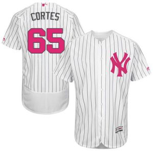 Yankees #65 Nestor Cortes White Strip Flexbase Authentic Collection Mother's Day Stitched MLB Jersey