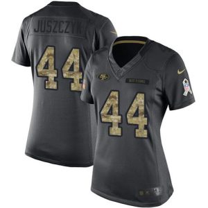 49ers #44 Kyle Juszczyk Black Women's Stitched NFL Limited 2016 Salute to Service Jersey