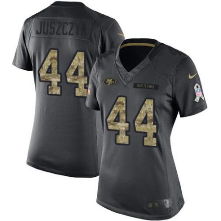 49ers #44 Kyle Juszczyk Black Women's Stitched NFL Limited 2016 Salute to Service Jersey