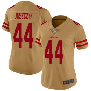wholesale 49ers #44 Kyle Juszczyk Gold Women's Stitched NFL Limited Inverted Legend Jersey