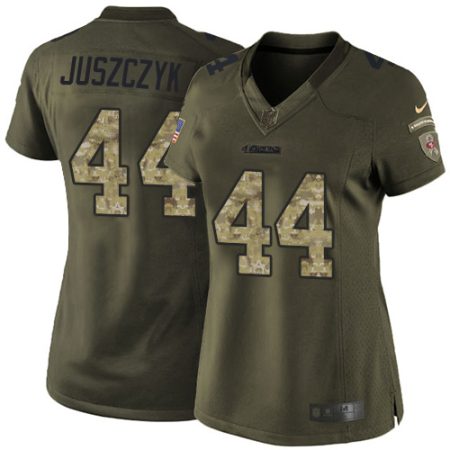 49ers #44 Kyle Juszczyk Green Women's Stitched NFL Limited 2015 Salute To Service Jersey