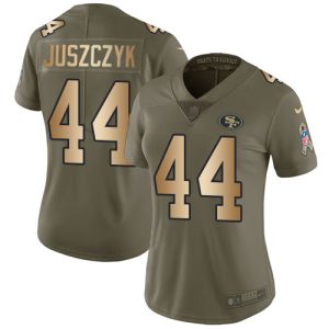 49ers #44 Kyle Juszczyk Olive/Gold Women's Stitched NFL Limited 2017 Salute To Service Jersey