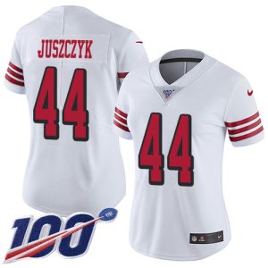 49ers #44 Kyle Juszczyk White Rush Women's Stitched NFL Limited 100th Season Jersey