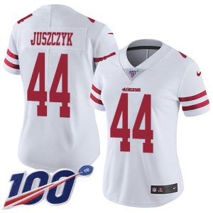 49ers #44 kyle juszczyk white women's stitched nfl 100th season vapor limited cheap jersey