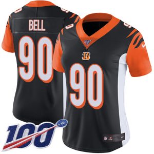 Bengals #90 Travis Bell Black Team Color Women's Stitched NFL 100th Season Vapor Untouchable Limited Jersey