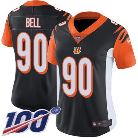Bengals #90 Travis Bell Black Team Color Women's Stitched NFL 100th Season Vapor Untouchable Limited Jersey