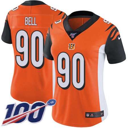 Bengals #90 Travis Bell Orange Alternate Women's Stitched NFL 100th Season Vapor Untouchable Limited Jersey