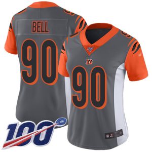 Bengals #90 Travis Bell Silver Women's Stitched NFL Limited Inverted Legend 100th Season Jersey