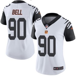 Bengals #90 Travis Bell White Women's Stitched NFL Limited Rush Jersey