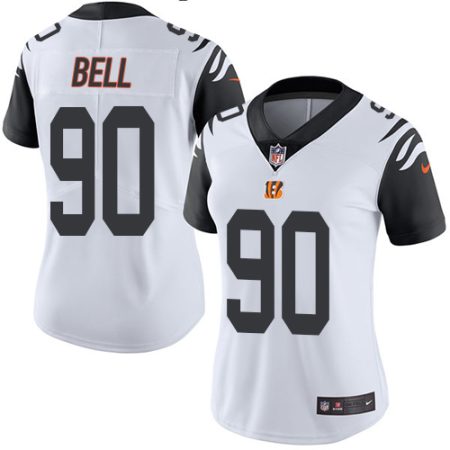 Bengals #90 Travis Bell White Women's Stitched NFL Limited Rush Jersey