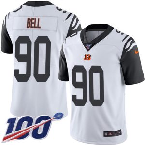 Bengals #90 Travis Bell White Youth Stitched NFL Limited Rush 100th Season Jersey