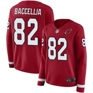 Cardinals #82 Andre Baccellia Red Team Color Women's Stitched NFL Limited Therma Long Sleeve Jersey