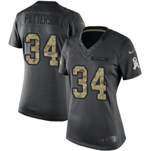 Chargers #34 Jaret Patterson Black Women's Stitched NFL Limited 2016 Salute to Service Jersey
