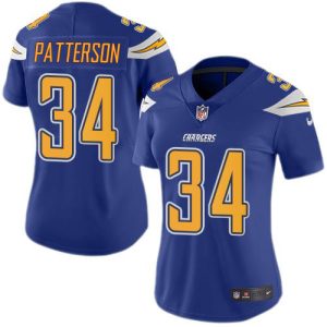 Chargers #34 Jaret Patterson Electric Blue Women's Stitched NFL Limited Rush Jersey
