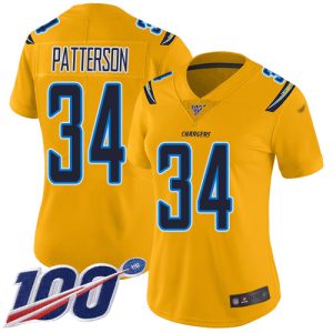 Chargers #34 Jaret Patterson Gold Women's Stitched NFL Limited Inverted Legend 100th Season Jersey