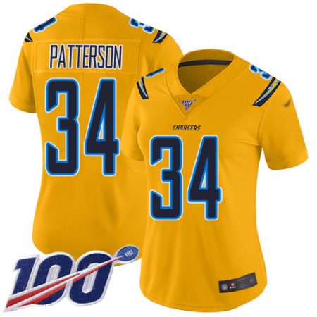 Chargers #34 Jaret Patterson Gold Women's Stitched NFL Limited Inverted Legend 100th Season Jersey