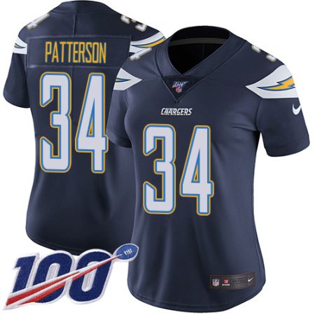 wholesale Chargers #34 Jaret Patterson Navy Blue Team Color Women's Stitched NFL 100th Season Vapor Limited Jersey