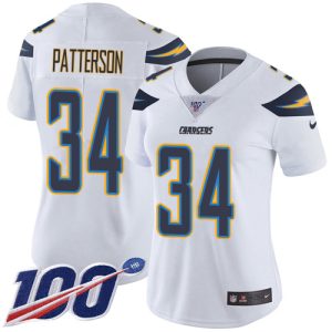 cheap Chargers #34 Jaret Patterson White Women's Stitched NFL 100th Season Vapor Limited Jersey