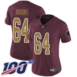 Commanders #64 Mason Brooks Burgundy Red Alternate Women's Stitched NFL 100th Season Vapor Limited Jersey