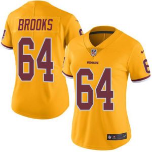 wholesale Commanders #64 Mason Brooks Gold Women's Stitched NFL Limited Rush Jersey