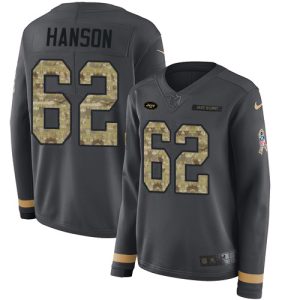 Jets #62 Jake Hanson Anthracite Salute to Service Women's Stitched NFL Limited Therma Long Sleeve Jersey