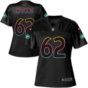 wholesale Jets #62 Jake Hanson Black Women's NFL Fashion Game Jersey
