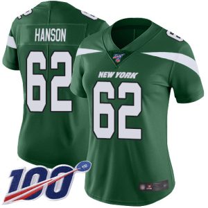Jets #62 Jake Hanson Green Team Color Women's Stitched NFL 100th Season Vapor Untouchable Limited Jersey