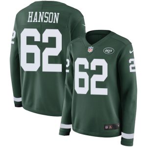 Jets #62 Jake Hanson Green Team Color Women's Stitched NFL Limited Therma Long Sleeve Jersey