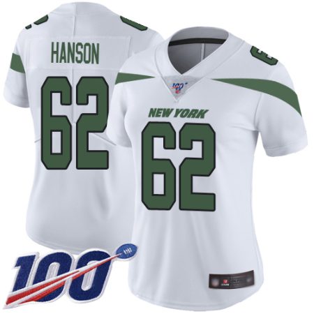 cheap Jets #62 Jake Hanson White Women's Stitched NFL 100th Season Vapor Untouchable Limited Jersey