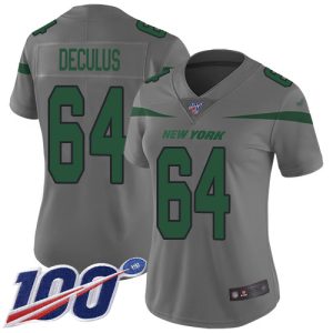 wholesale Jets #64 Austin Deculus Gray Women's Stitched NFL Limited Inverted Legend 100th Season Jersey