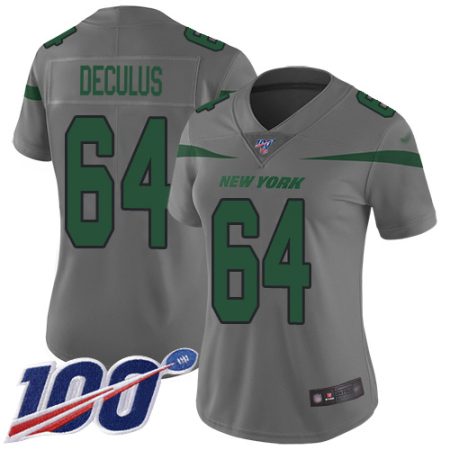 wholesale Jets #64 Austin Deculus Gray Women's Stitched NFL Limited Inverted Legend 100th Season Jersey