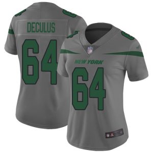 jets #64 austin deculus gray women's stitched nfl limited inverted legend cheap jersey