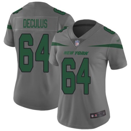 jets #64 austin deculus gray women's stitched nfl limited inverted legend cheap jersey