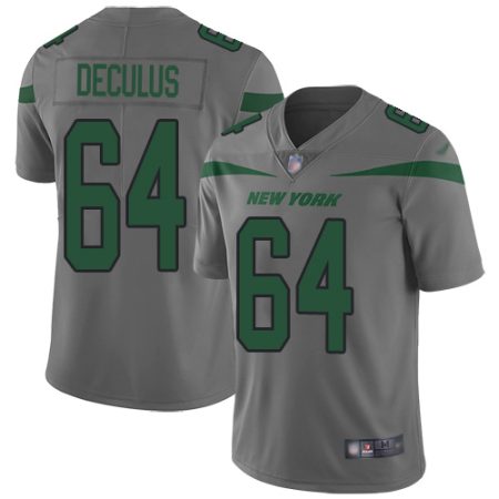 Jets #64 Austin Deculus Gray Youth Stitched NFL Limited Inverted Legend Jersey